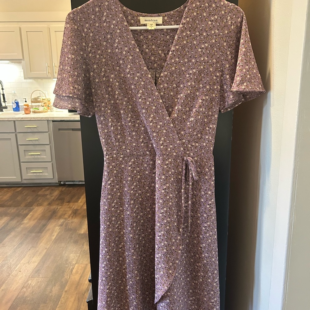 Monteau Purple Floral Midi Dress